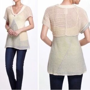 NWT Anthropologie Far Away From Close Cream Patchwork Tunic Sweater